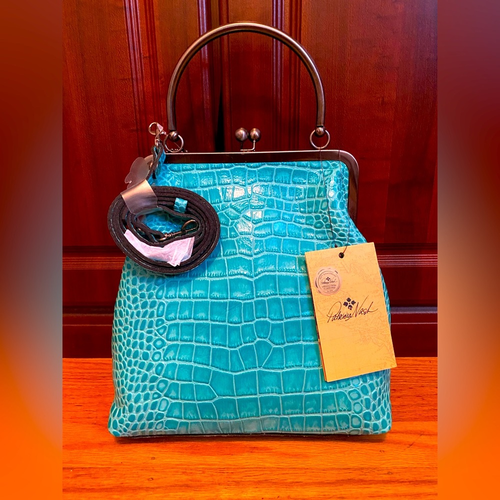 NEW Patricia Nash Turquoise Leather Handbag